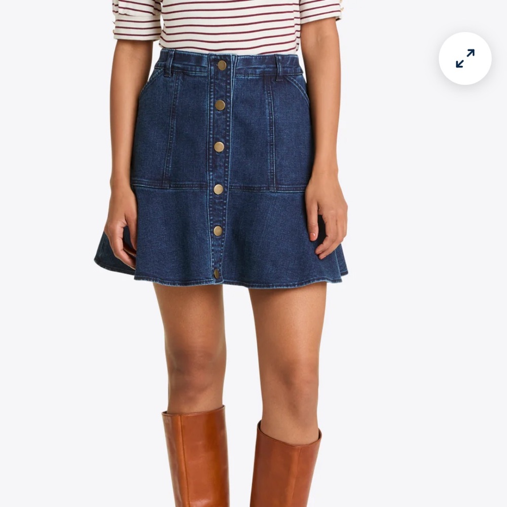 J. Crew A-Line Button Front Denim Skirt Size EUC